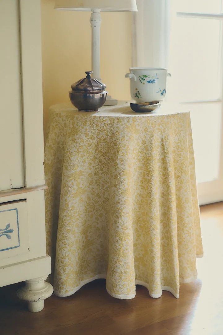 Decorative table and collected objects at Villa Niccolai