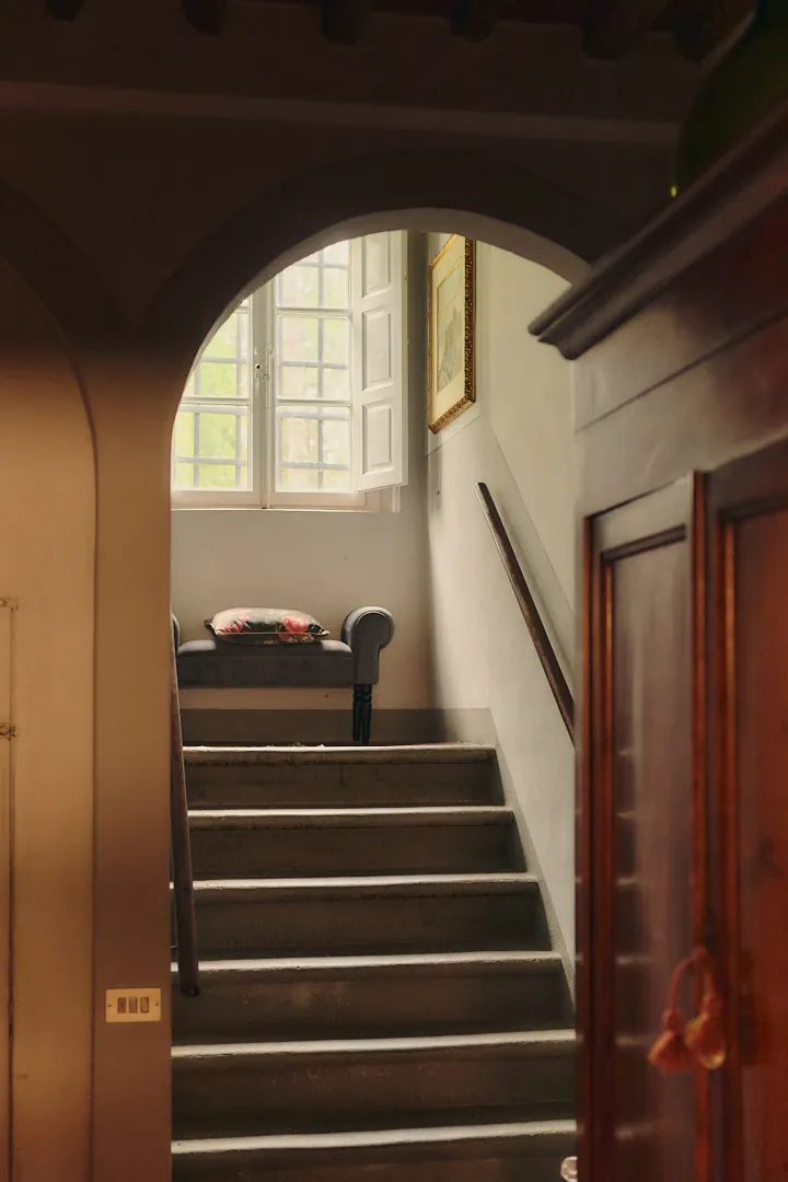 Historic staircase detail at Villa Niccolai